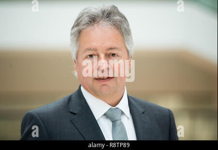 Hannover, Deutschland. 18 Dez, 2018. Bernhard Witthaut, der neue Präsident des Amtes für den Schutz der Verfassung des Landes Niedersachsen, steht in der Niedersächsischen Parlament. Die Osnabrücker Polizei Präsident Witthaut wird neuer Leiter der Niedersächsischen Amt für den Schutz der Verfassung. Credit: Julian Stratenschulte/dpa/Alamy leben Nachrichten Stockfoto