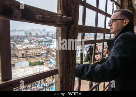Erbil, Irak. 18 Dez, 2018. Heiko Maas (SPD), Minister für Auswärtige Angelegenheiten, besuche die Zitadelle von Arbil (Irak). Nach Kuwait und in Bagdad, Maas zu Besuch in der Region Erbil im Irak. Credit: Jens Büttner/dpa-Zentralbild/dpa/Alamy leben Nachrichten Stockfoto