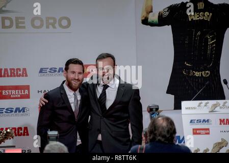 Barcelona, Spanien. 18. Dezember, 2018. Fußballspieler Leo Messi bei Lieferung des Gold Boot 2018 in Barcelona am Dienstag, den 18. Dezember 2018 Credit: CORDON Cordon Drücken Sie die Taste/Alamy leben Nachrichten Stockfoto