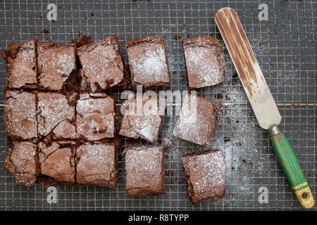 Hausgemachte Schokolade Brownies auf einem Gitter Stockfoto