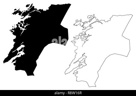 Nord-Trondelag (administrative divisions von Norwegen, Königreich Norwegen) Karte Vektor-illustration, kritzeln Skizze Nord-Trondelag län Karte Stock Vektor