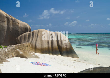 Anse Source D'Argent, La Digue-World-berühmten Strand, und eine der am meisten fotografierten Orte in der ganzen Welt dank seiner erstaunlichen natürlichen Schönheit Stockfoto