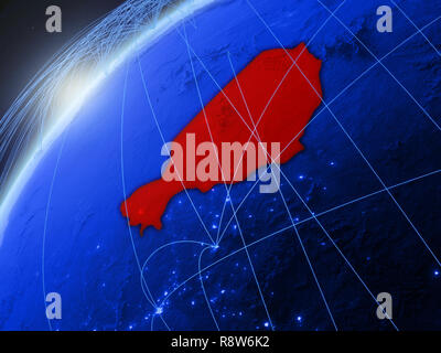 Am Modell der Grüne Planet Erde mit internationalen Netzwerken Niger. Konzept der Blue digitale Kommunikation und Technologie. 3D-Darstellung. Elemente der t Stockfoto