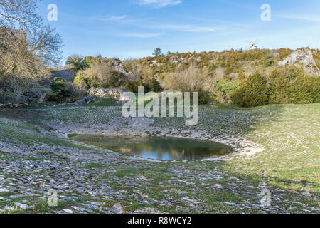 Frankreich, Aveyron, Causses und Cevennen, mediterranen Kulturlandschaft Agro-weidewirtschaft, als Weltkulturerbe von der UNESCO, der Causse du Larzac, Stockfoto