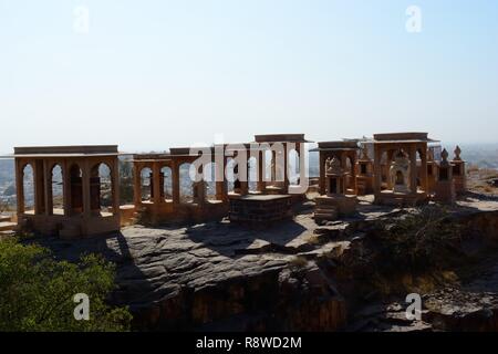 Cenotophs der königlichen Herrscher von Jodhpur Marwar Könige Jaswant Thada Rajashan Indien Stockfoto