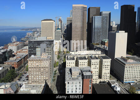 Eine Antenne der Wolkenkratzer in Seattle, Washington Stockfoto