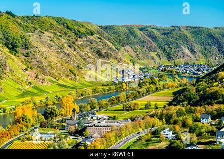 Luftaufnahme von Cochem und der Mosel in Deutschland Stockfoto