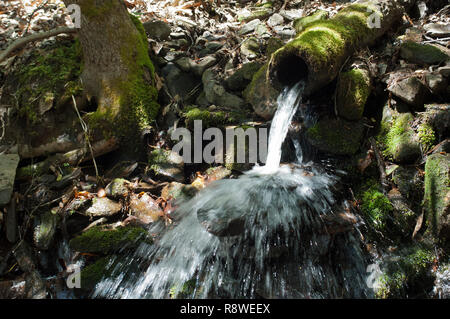 Melden Sie sich als Wasserleitung, Qualla Cherokee Reservierung, North Carolina. Digitale Fotografie Stockfoto