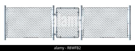 Realistische metall draht zaun und Tor ausführliche Darstellung isol Stock Vektor