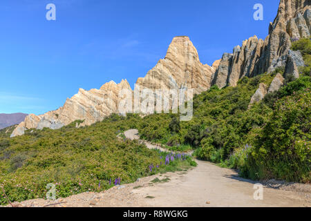 Clay Klippen, Omarama, Canterbury, Südinsel, Neuseeland Stockfoto