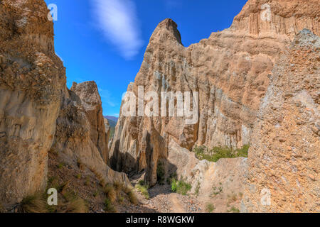 Clay Klippen, Omarama, Canterbury, Südinsel, Neuseeland Stockfoto