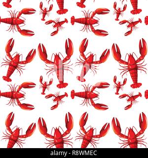 Sealess Red Lobster Hintergrundbild Stock Vektor