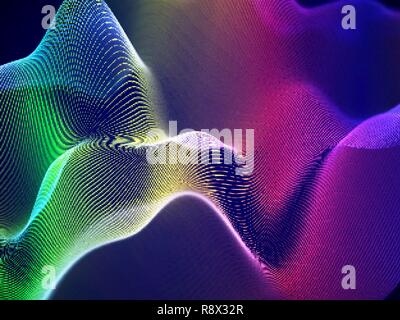 3D Sound Waves, Visual Audio Equalizer. Big Data abstrakte Visualisierung. Stock Vektor