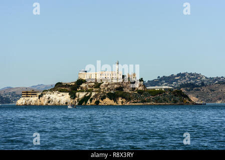 Die Insel Alcatraz Gefängnis von Pier 39 in San Francisco Stockfoto