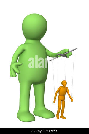 3d-Marionette, die Verwaltung einer kleinen Puppe - Marionette Stockfoto