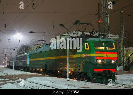 Nowosibirsk, Russland - Januar 24, 2018: Lokomotive oder Motor ist ein Fahrzeug, dass die Motive Power sorgt für einen Zug. Stockfoto