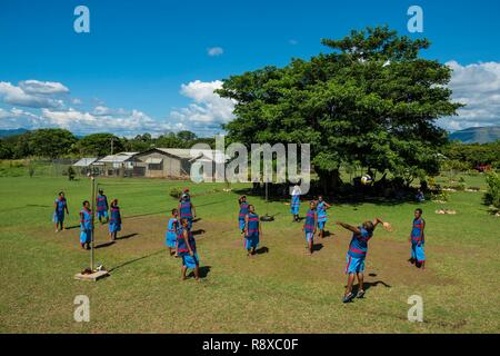 Papua-neuguinea, Golf von Papua, National Capital District, Port Moresby Stadt, bomana Gefängnis, weiblichen Abteilung, prisonners spielen Volleyball Stockfoto