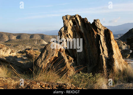 Stein Kanten in der Wüste von Tabernas, natürlichen Platz, Wüste von Tabernas, Provinz Almeria, Andalusien Stockfoto