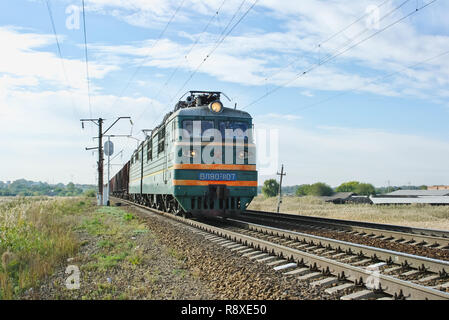 Nowosibirsk, Russland - Juli 20, 2018: Lokomotive oder Motor ist ein Fahrzeug, dass die Motive Power sorgt für einen Zug. Stockfoto