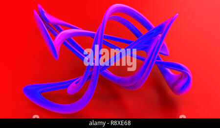 Rot abstrakt Hintergrund mit blauen Figur. 3D-Darstellung Stockfoto