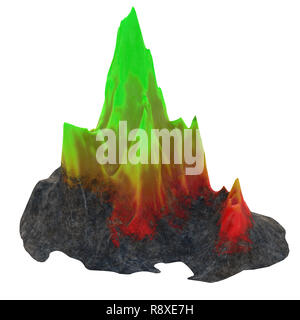 Ock mit grün Kristall auf weißem Hintergrund isoliert. 3D-Darstellung Stockfoto