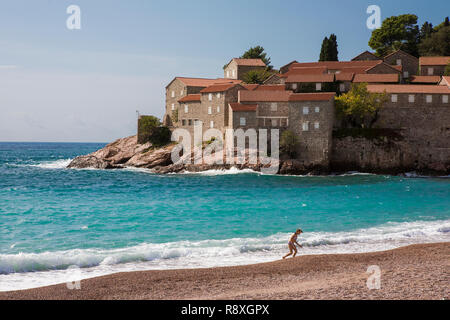 Aman Sveti Stefan Resort, in der Nähe von Budva, Montenegro. MODEL RELEASED Stockfoto