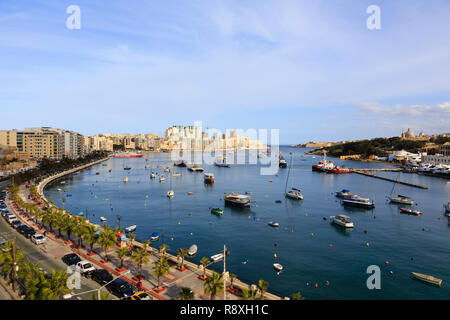 Boote in Sliema Creek, Valletta, Malta Stockfoto