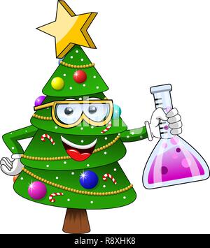 Frohe Weihnachten oder xmas Charakter oder Maskottchen Chemiker auf weißem Cartoon Stil Vektor symbol Stock illustration Web isoliert Stock Vektor