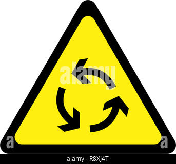 Warnzeichen mit Kreisverkehr symbol Stockfoto