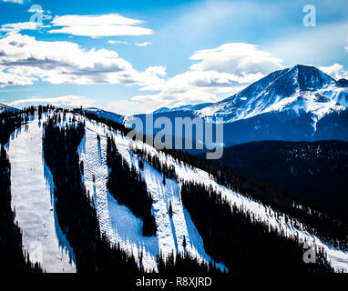 In Keystone, Colorado fotografiert. Perfekter Ort zum Skifahren oder Snowboarden oder andere Aktivitäten im Winter. Stockfoto