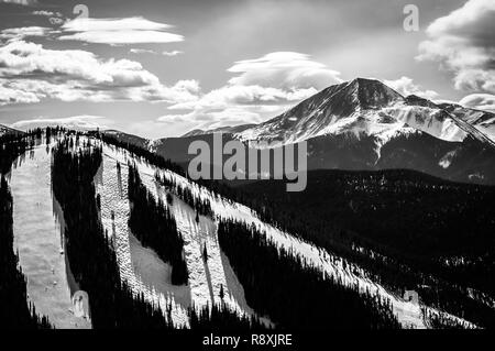 In Keystone, Colorado fotografiert. Perfekter Ort zum Skifahren oder Snowboarden oder andere Aktivitäten im Winter. Stockfoto