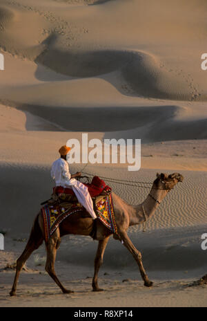 Sand, Dünen, Khuri, Jaisalmer, Rajasthan, Indien Stockfoto