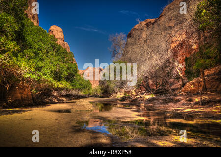 Panorama im Inneren Canyon aka guelta Bashikele, Osten Ennedi, Tschad Stockfoto