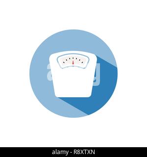 Personenwaage Farbe Symbol mit Schatten auf einem blauen Kreis. Vector Illustration Stock Vektor