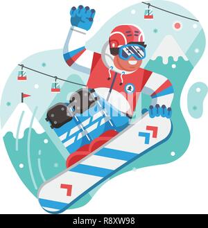 Gerne Freestyle Snowboarder Mann springen Stock Vektor