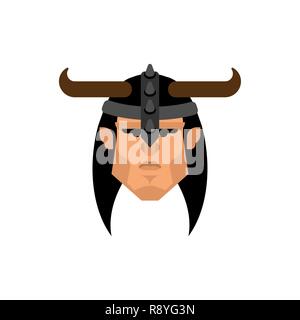 Barbar Gesicht. berserk brutalen Mann Kopf. Krieger portrait Vector Illustration Stock Vektor