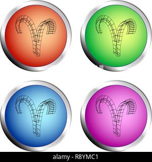 Sternzeichen Widder Symbol farbigen Kreis drücken Sie die Taste Set-Vector Illustration Stock Vektor