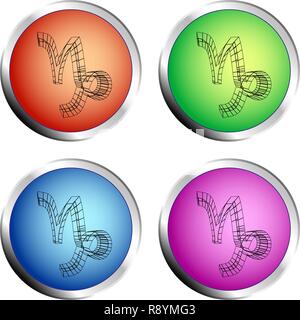 Sternzeichen Steinbock Symbol farbigen Kreis drücken Sie die Taste Set-Vector Illustration Stock Vektor