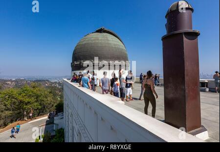 Usa, Kalifornien, Los Angeles, Griffith Observatorium auf dem Mount Hollywood, Unter der Kuppel das Teleskop Stockfoto