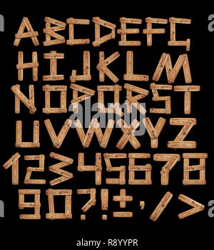 Alphabet - Briefe von Brettern mit Nieten Stockfoto