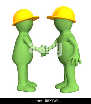 Die Hand schütteln von zwei Puppen Maschinenbauer Stockfoto