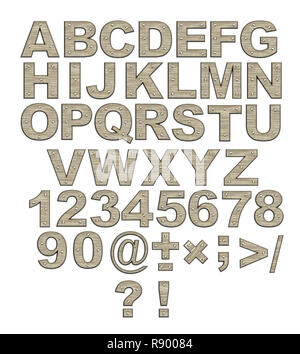 Alphabet - Briefe von rostiges Metall mit Nieten. Objekte über Weiß Stockfoto