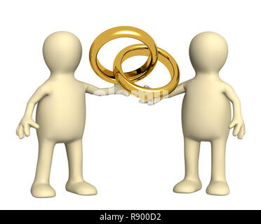 Zwei Puppen mit Hochzeit Ringe Stockfoto