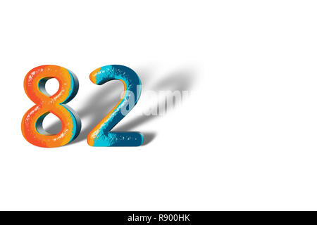 3D-Nummer 82 80 zwei lebendige Farben Stockfoto