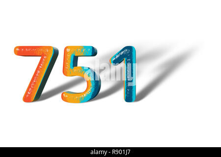 3D-Nummer 751 700 50 eine lebendige Farben Stockfoto