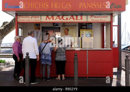 Frankreich, Bouches-du-Rhone, Marseille, 16. Bezirk, L'Estaque Nachbarschaft, Kiosque Chez Magali, Fregis chichis Stockfoto