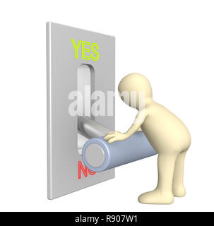 Marionette, drehte sich Hebel auf Position no. Stockfoto