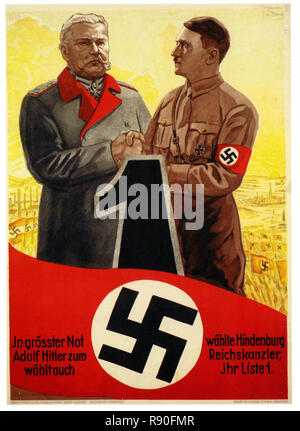 Hindenburg wählt Hitler - Vintage deutschen Nazi Propaganda Poster Stockfoto