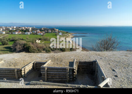 Seddulbahir Schloss (Kap Helles) und Morto Bay Stockfoto