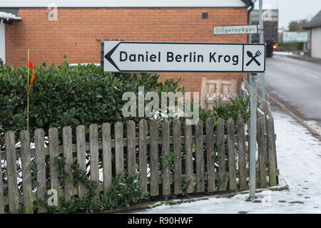 Zeichen für Daniel's Berlin Restaurant in Schweden, eines der wenigen Restaurants außerhalb der großen Städte, die im Guide Michelin. Stockfoto